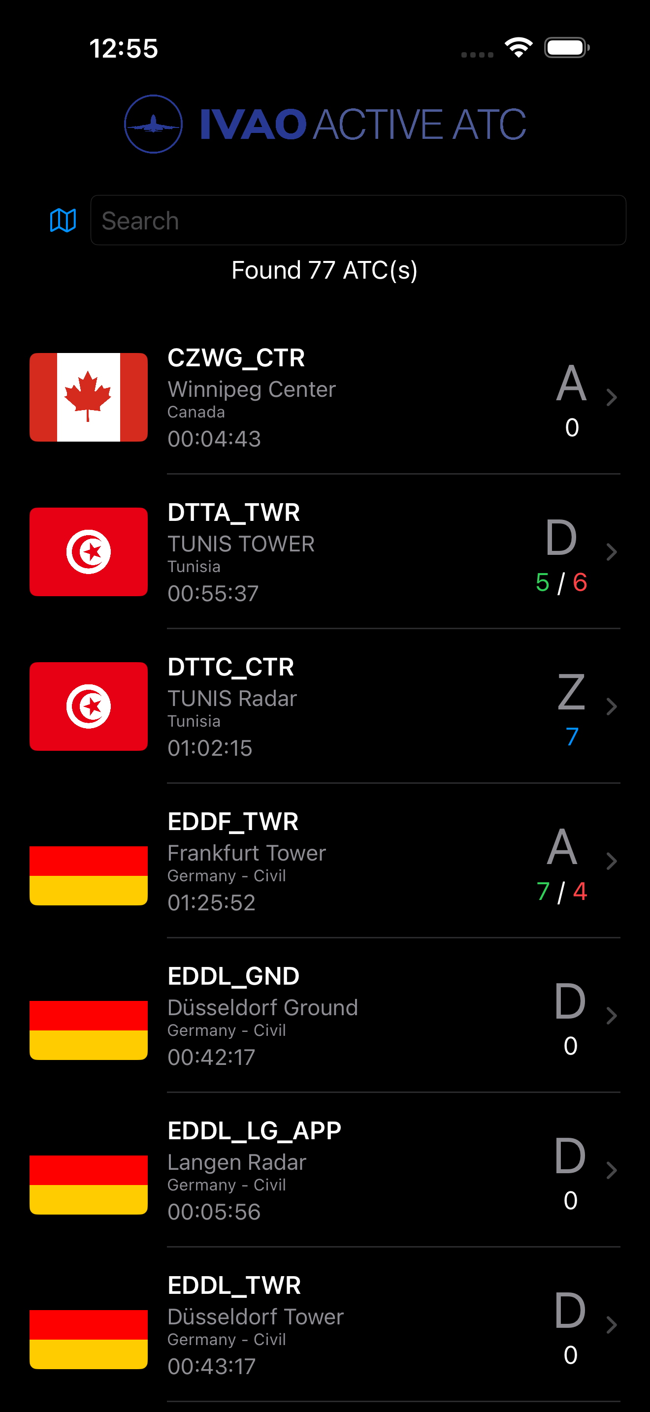 ATC list on iPhone